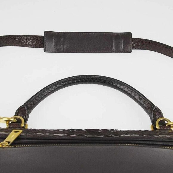 Celine Brown/Blue Python and Calfskin Leather Small Trapeze Bag - Picture 10 of 12